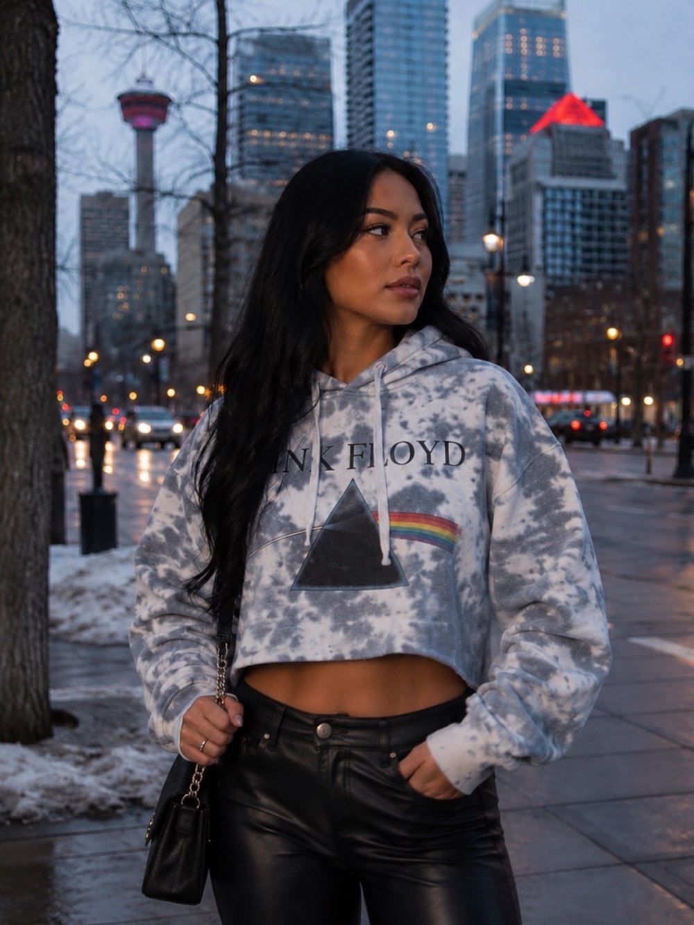 🌈 PINK FLOYD TIE DYE CROPPED HOODIE